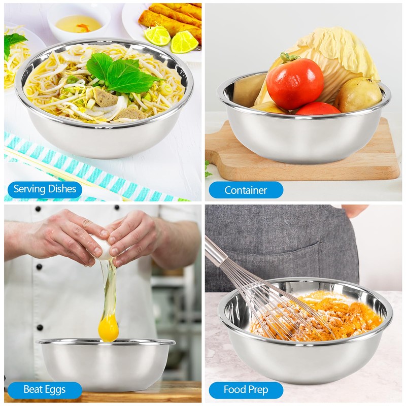 Fabnati 4 Pack Stainless Steel Mixing Bowls, 8.6 Inches Kitchen