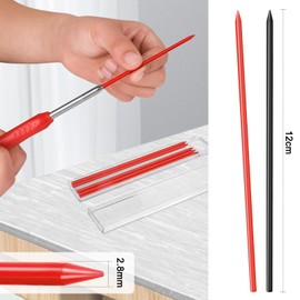 12 Pcs Pencil Lead Refills 2.8mm, 2 Colors Carpenter Pencil Refills for Deep Hole Marker, Builders Pencil Leads Replacement for Joiners Pencil Work Pencils for Builders Architect Woodworking Tools