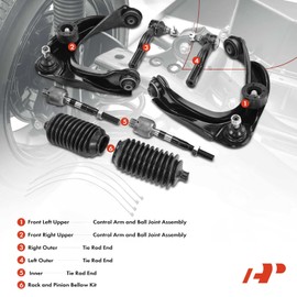 A-Premium Set of 8, Front Upper Control Arm, Inner & Outer Tie Rod End, Compatible with Ford Fusion 2006-2009, Lincoln MKZ 2007-2009, Zephyr 2006, Mercury Milan 2006-2009