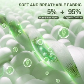 Reaks Grounding Sheets Queen Size, 95% Cotton + 5% Pure Silver Fiber, Fitted Bed Sheet with Deep Pocket Up to 15'', Earthing Mattress Pad with Grounding Cord