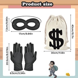 Robber Costume Set, Tank Cracker Costume Accessory, Thief Accessories Set, Bank Robber Costume, Cosplay Burglar Accessory, Robber Costume Fancy Dress Adults Children Carnival Cosplay Fancy Dress (A)