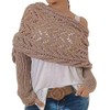 Knitted Cable Wrap Shawl with Sleeves, Multifunctional Scarf(Khaki)