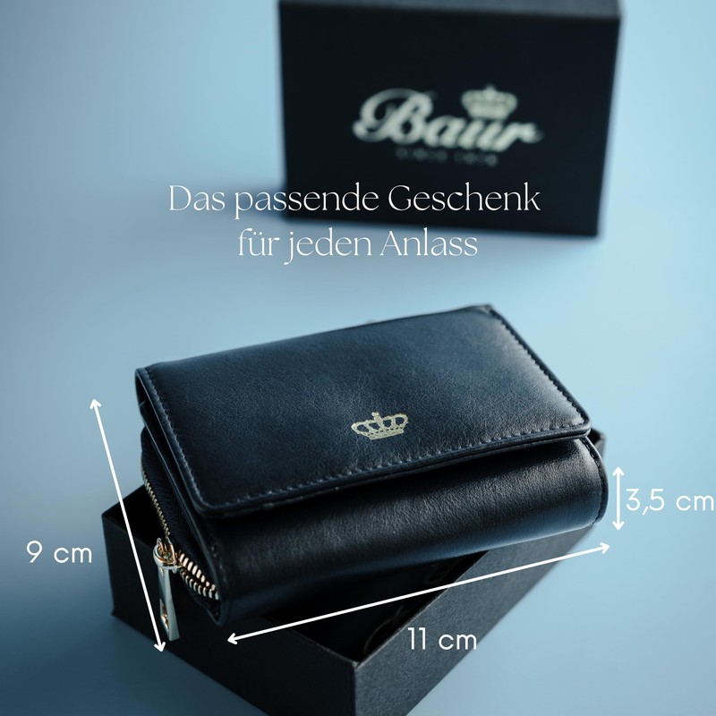 Baur Women's Wallet, Genuine Leather Wallet with RFID Protection, Small