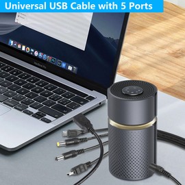 CERRXIAN USB to DC 5V Power Cord, Universal USB Cable with 5 Ports (5.5x2.5, 5.5x2.1, 3.5x1.35, Micro USB, Type-C) for Router,Mini Fan,Speaker, MP3, MP4 More 5V Devices - 0.6M/2FT