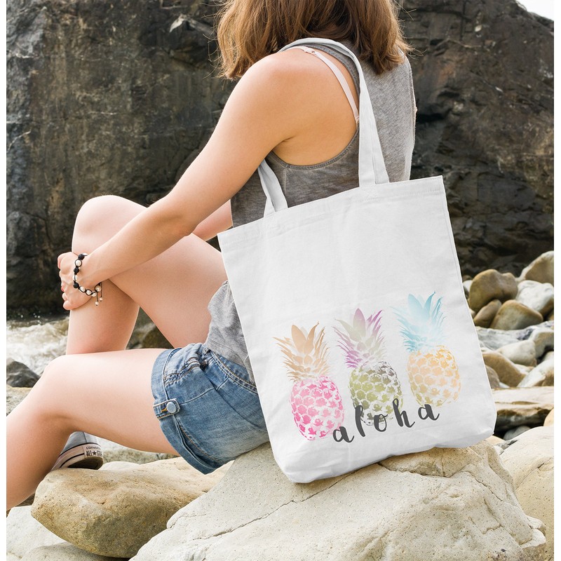 Jute Bag Aloha Ananans Pineapple Summer Cotton Bag Fabric Bag