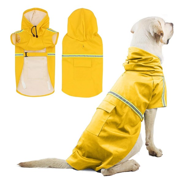 PETCUTE Dog Raincoat, Windproof, Waterproof Dog Raincoat with Reflective Stripes,