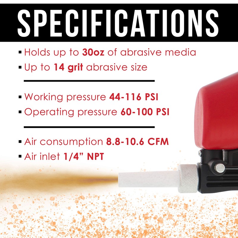 TCP Global Gravity Feed Sand Blaster Gun Kit - Portable