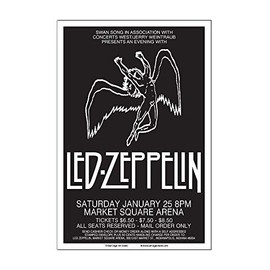 Raw Sugar Art Studio Led Zeppelin 1975 Indianapolis Concert Poster