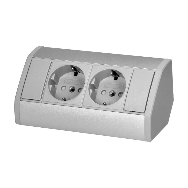 Aluminium Power Strip 2-Way I Grey