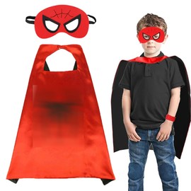 ZENQARI Capes Rot und Masken für Kinder, Superheld Cape und Maske, Kostüme Verkleiden sich Spielzeug für Kinder Jungen Mädchen Geburtstag Party Favors