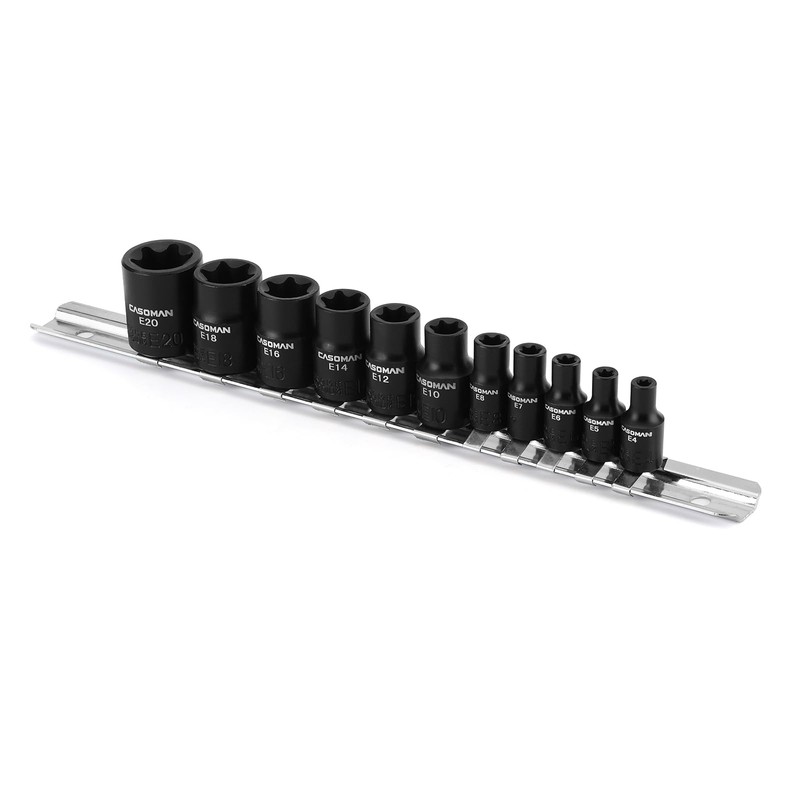 CASOMAN 11PCS Female Torx Socket Set, E Torx & Star