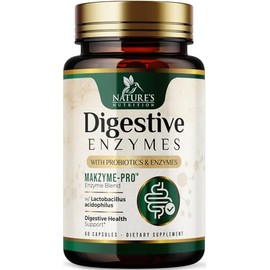 Enzimas digestivas Plus Prebióticos y probióticos 1000 mg  Suplemento de apoyo pancreático natural para una mejor digestión  Gas, estreñimiento y...  