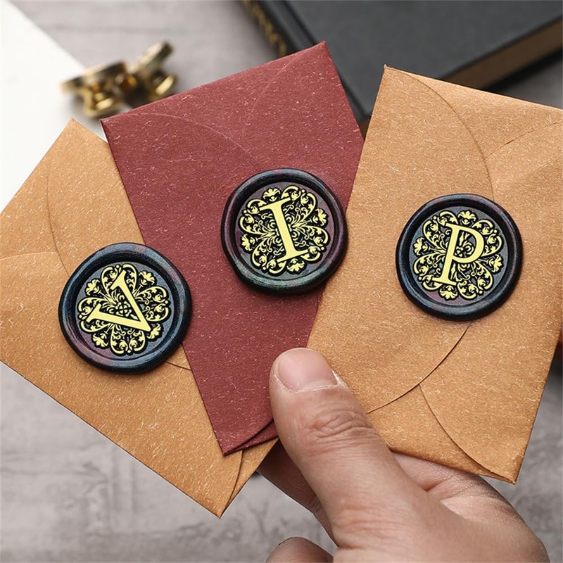 VSECUON Flower Initial Alphabet M Wax Seal Stamp & Eucalyptus