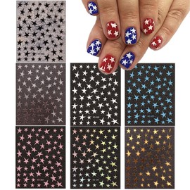 7 Sheets Star Nail Art Stickers Decals 3D Self-Adhesive Holographic Star Design Nail Decals Nail Art Supplies for Women Girls Acrylic Nails Art Accessories Nail Decoration
