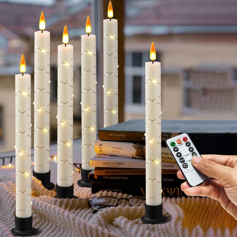 Velas de Pilas sin Llama, Velas decorativas con Cuerda Starlight,