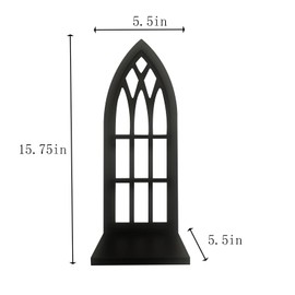 Birminwind Wall Candle Sconces for Pillar - Black Candle Holder for Wall Set of 2 - Gothic Wood Carved Shelf for Plant - Rustic Window Shape Decor for Bathroom Hallway Fireplace