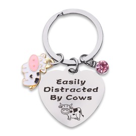 Cow Keychain Gifts for Cousin Daughter Friend Birthday Gifts for Wife Girlfriend Cow Lover Gifts Keychain Cow Print Stuff for Girls Women Cow Key Chain Accessories for Women Pink Purse Bag Charms