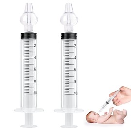 Vicloon Baby Nasal Irrigator, 2PCS Nasal Syringe for Baby, Syringe Nasal Irrigator with Cleanable and Reusable Silicone Nasal Suction Tip forIrrigation, Nasal Spray, Nasal Hygiene（Transparent）