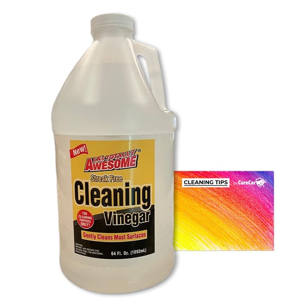 Bundle - La's Totally Awesome Cleaning Vinegar -- 1/2 Gallon Jug (64 Ounce Jug) INCLUDES Authentic Curecor Cleaning Card Tips