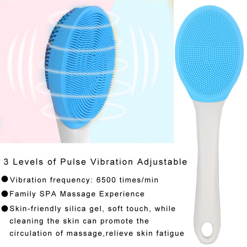 Electric Silicone Brush Silicone Body Brush Long Handle Shower Brush