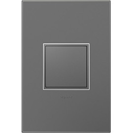 Legrand adorne 15Amp 1-Gang Pop-Out Outlet in Magnesium With Matching Wall Plate, ARPTR151GM2WP