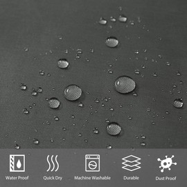 Furlinic Shower Curtain for Bathtub and Shower in Bathroom, Textile Bath Curtain, Anti-Mould, Made of Fabric, Washable, Waterproof, with 12 Rings, 180 x 210 cm, Dark Grey