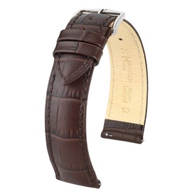 HIRSCH Unisex Watch Strap Alligator Style Model Duke 21 mm, brown, Strap.