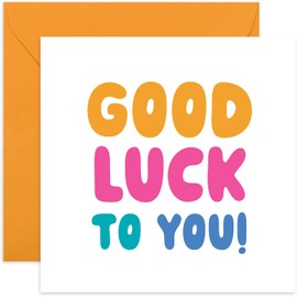 Old English Co. Good Luck To You Card for Son or Daughter - New Job Cards - Colourful Neon Encouragement Cards for Him or Her - Cards for Men and Women - Exams, Adventure | Blank Inside