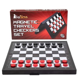 Magnetic Checkers Board Game and Magnetic Checker Pieces, 9.8 x 9.8 inches Mini Portable Travel Set