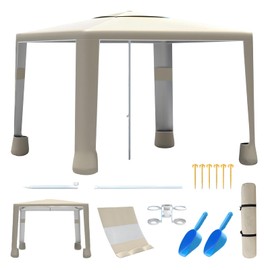8'×8' Beach Tent, UPF 50+ Beach Canopy Sun Shelter for 4-6 People, Khaki