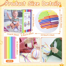 GAROMIA Sensorik Activity Bälle Sensorisches Aktivitätstafel Sensorik Activity Board Silikon Sensory Spielzeug Fidget Toy mit Schnüren Zur ADHD Stressabbauen Ostern Geschenke Kinder