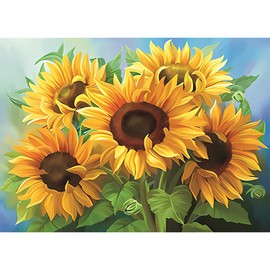 RICUVED Sunflower Diamond Painting Kits for Adults, 5D Sunflower Diamond Painting Kits Round Full Drill Diamond Painting Kits Diamond Art Picture Crystal Art for Home Decor 30x40cm