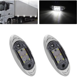 Aoling 2pcs Side Marker LED 12V 24V White Truck Marker Lamp RV Bus Shoulder Light Tiger 6LED Clear Lens