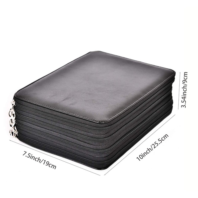 Becho Multifunction Zipper Soft Leather Pencil Case with Multi-Layer Zipper