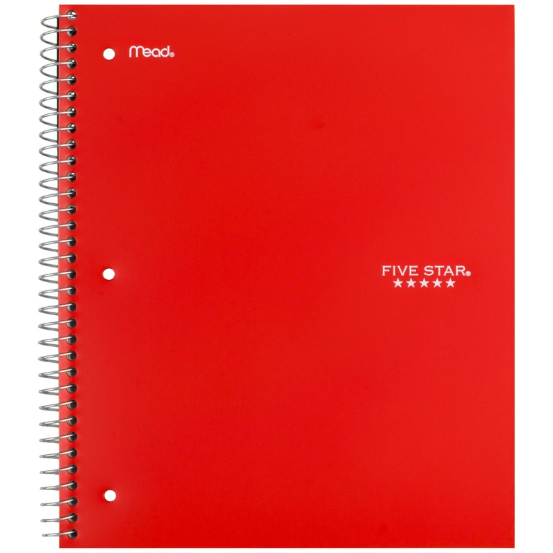Five Star Spiral Notebook + Study App, 5 Subject, Wide