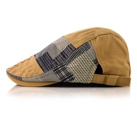 M MOACC Men Newsboy Caps Cotton Buckle Adjustable Beret Hat Flat Driving Cap #16883 Beige