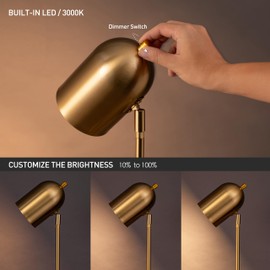 O'Bright Helios - Adjustable Tripod LED Floor Lamp, Dimmable, Swivel Head, Perfect for Reading and Task Lighting, Antique Brass