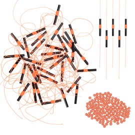 TIXIPEM Slip Bobber Stops for Fishing [100PCS] - Float Bobber Stopper Knots Nylon String with Beads Use for Streams & Lake & River Fishing - [Orange] for Fishing Line Tackle