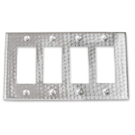 Monarch Abode 18016 Hand Hammered Switch Plate, 4-Gang, Satin Nickel