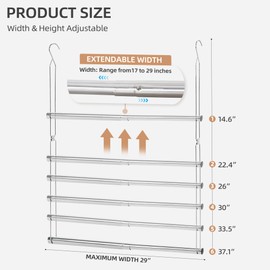 STORAGE MANIAC Hanging Closet Rod, Adjustable Width and Height Closet Hanging Organizer, Space-Saving Clothes Hanging Bar, Closet Extender Hanging Rod Double Closet Hanging Rod, 2 Pack Chrome