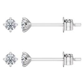 Heather Needham Set of 2 PAIRS Sterling Silver Cubic Zirconia stud Earrings - SIZE: TEENY TINY 2mm - Very Small & discreet - PLEASE see second photo in ear for size. Gift Boxed 5549CL/HN