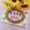 Short Press on Nails Oval Fake Nails with Glitter Flower
