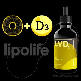 liposomal Vegan Vitamin D3 Supplement | Highly absorbable Plant sourced D3 | Manufactured in UK to cGMP Standards | lipolife | 60 Servings. 1000IU. LVD2.