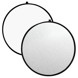 2 in 1 Lighting Reflector 23in/60cm Foldable Round Photo Reflectors Silver & White Disc Photography Reflector for Indoor and Outdoor Lighting