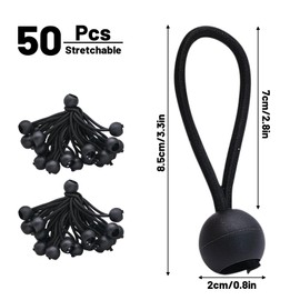 Fahibin 50 pcs Bungee Balls Cords,4 inch Bungee Balls Small,Elastic Bungee Straps Short,Bungee Cord with Balls for Tarpaulins, Camping, Boat Shelters, Marquees, Garden