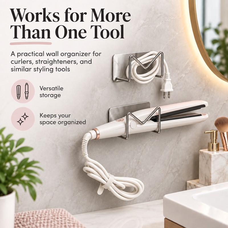 Wall-Mounted Styling Tool Holder for Bathroom – Self-Adhesive Storage Rack
