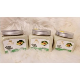 JNA avocado body scrub infused with green tea.