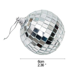 Zenbuff 6 pcs 2.4 Inch Disco Ball Mirror Party Christmas Tree Ornaments Decoration with Fastening Strap Bright Reflective Mirror Disco Balls for Holiday Wedding Party Dance Music Festivals Decorations