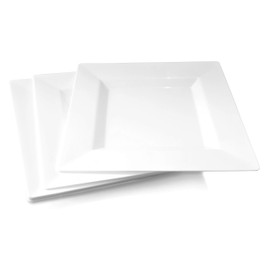 " OCCASIONS " 40 Plates Pack, Heavyweight Disposable Wedding Party Plastic Plates (8'' Appetizer/Dessert Plate, Square white)