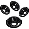 Black Porcelain Burner Drip Pans (1) 8” WB31M19 (3) 6”